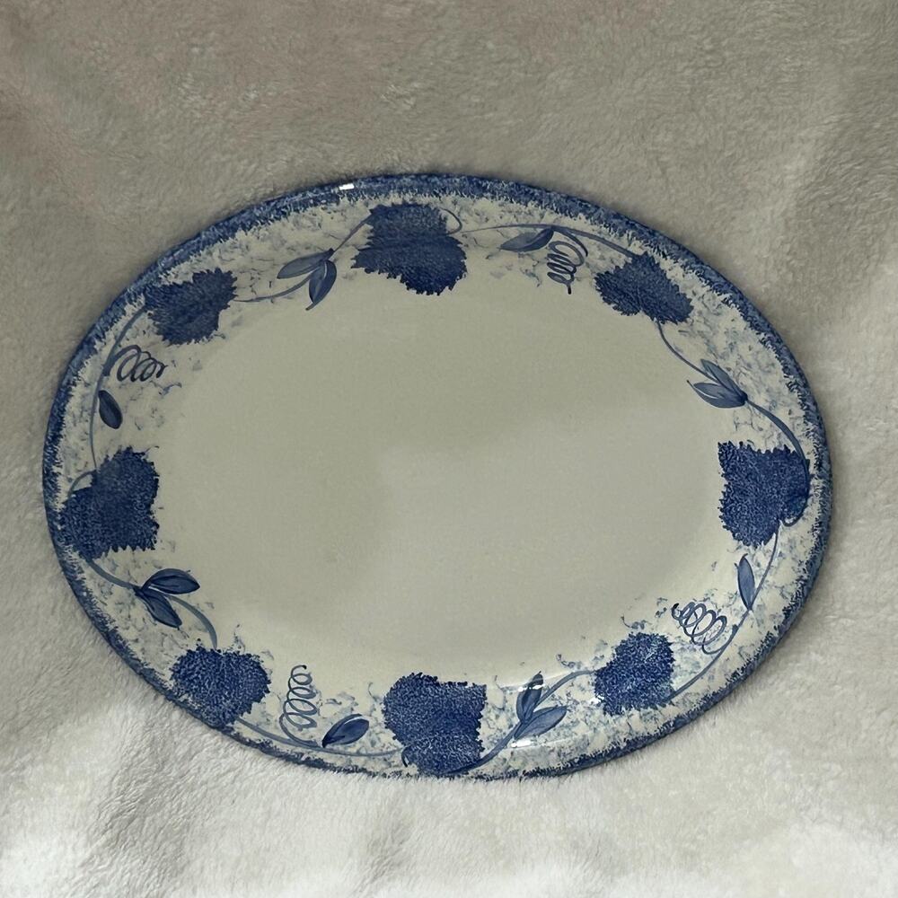 Vintage Poole Pottery Oval Platter with Hand-Relaxed Floral Design